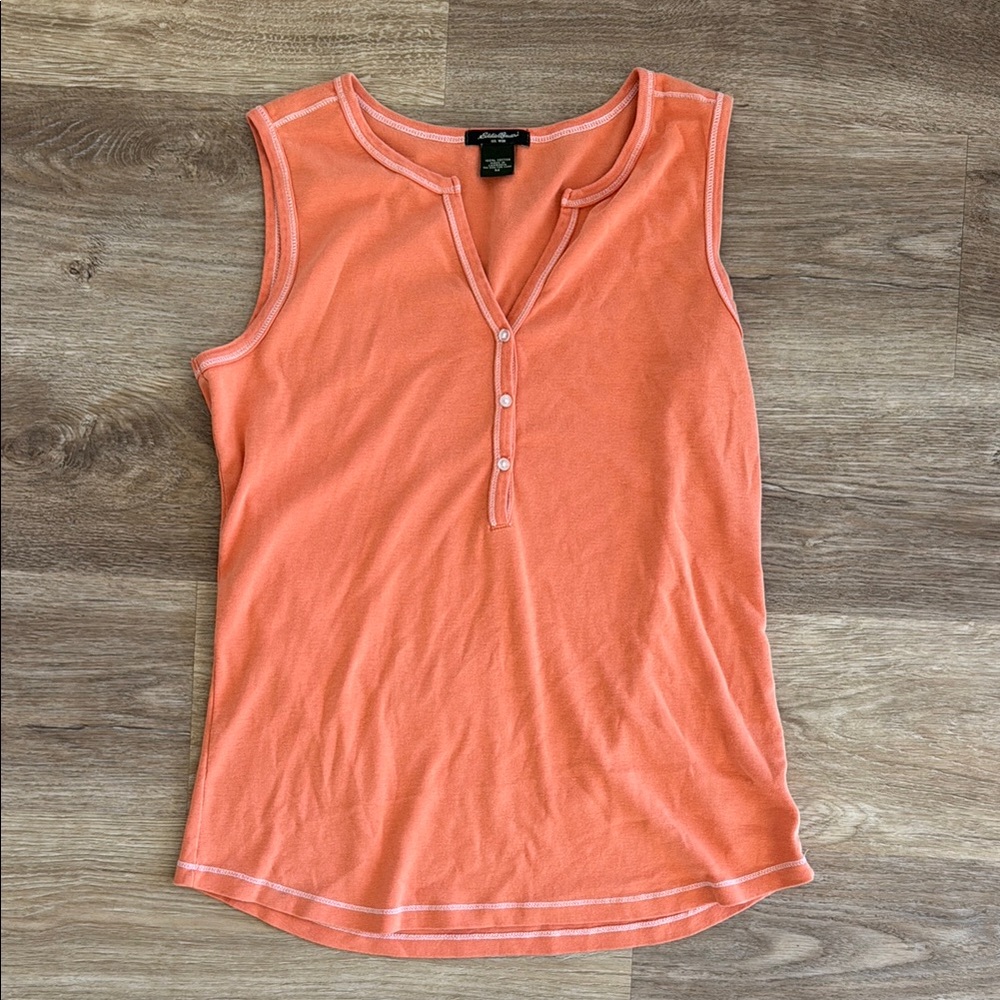 Eddie Bauer Orange Buttoned Tank Top